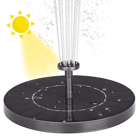 VITCOCO Upgraded Solar Springbrunnen, 2W Solar Teichpumpe mit 6 Fontänenstile Solar Panel Fontäne Eingebaute Batterie Wasserp