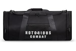 Notorious Combat BJJ Jiu Jitsu Duffel Backpack - Wet Compartment for Gi, Rashguard, or Shoes - Martial Arts Gear, Boxing, and MMA (Black/Blue)