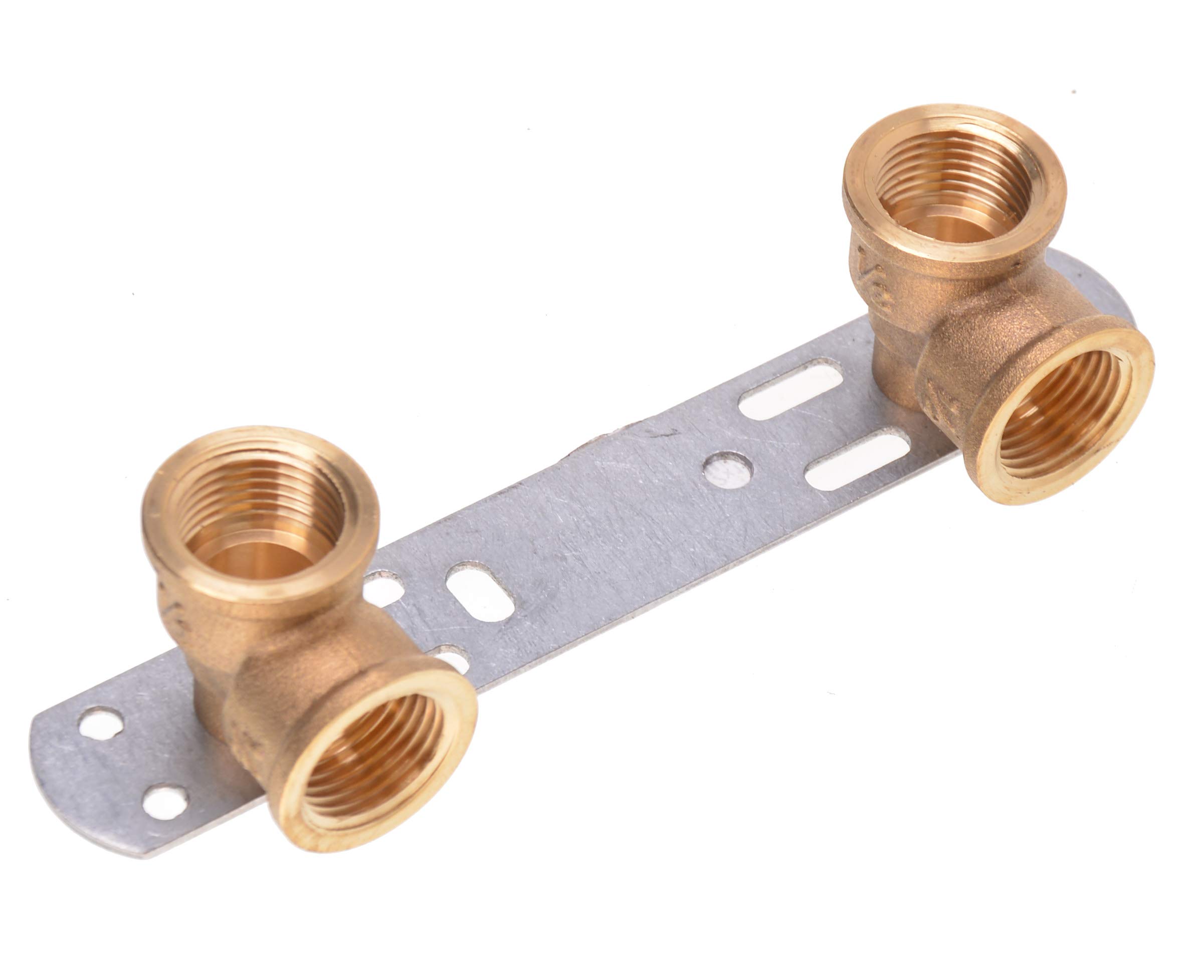 Aqbau Mounting unit wall plate, Brass/Galvanized Metal, 1/2x1/2-100 mm, HOSE_PIPE_FITTING