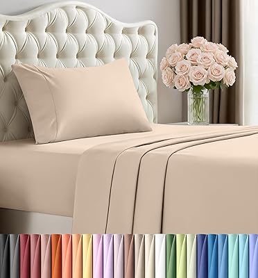 Utopia Bedding Twin Sheet Set – 3 Piece Bed Sheets for Twin Size Bed, Soft and Breathable Microfiber, Includes 1 Fitted Sheet, 1 Flat Sheet and 1 Pillowcase (Beige)