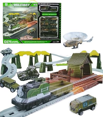 HALO NATION Kids Military Play Set - Mission Combat Special Task Force Accessories - Halmet, Mask, Toy Gun, Badge, Handcuffs.. etc (Army Transport Train Set)