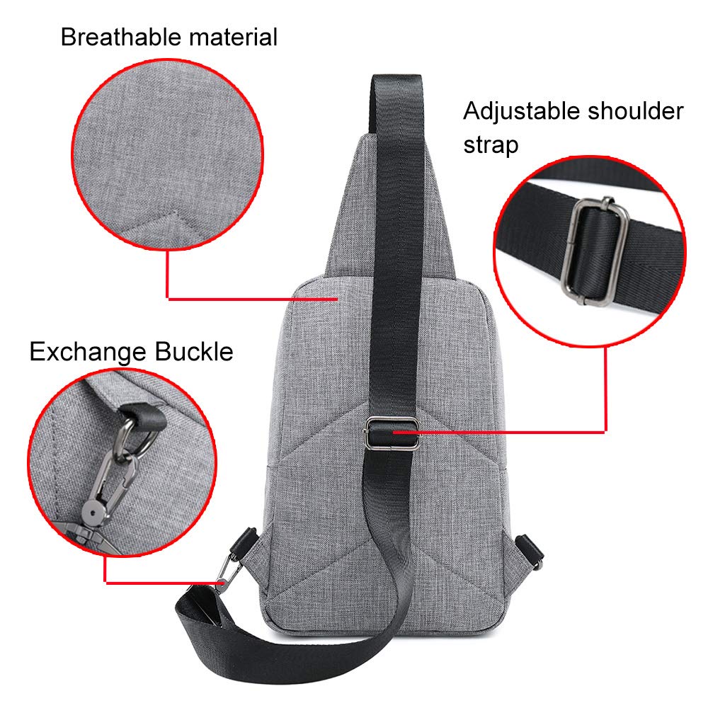 Sling Bag, Sling Backpack Outdoor Crossbody Chest Pack Bag Multipurpose Daypack (1808#Grey)