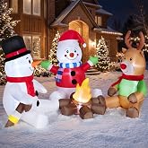 Kendane 6FT Christmas Inflatable Decoration Snow Man and Deer Roasting Fire | Fast Self-inflating, Weatherproof Fabric,Built-in LED Lights,Complete Anchor Kit for Blow Up Santa Yard/Lawn Decorations