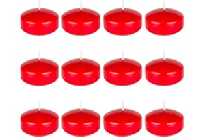 Mega Candles - Unscented 2" Floating Disc Candles - Red, Set of 12