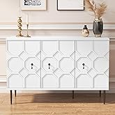 MROJISC Sideboard Buffet Cabinet with Storage, 47" Accent Cabinet with Decorative Carved Pattern Doors, Credenza Storage Cabi
