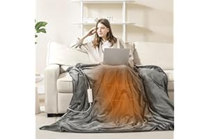 joybest Heated Weighted Blanket for Adult, Electric Heating Blanket, Large Heavy Blanket 60x80 Inches 15lbs 5 Heating Levels & 4 Time Settings Grey