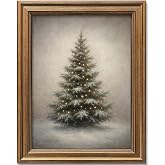 Gold Framed Vintage Christmas Tree Canvas Wall Art Farmhouse Rustic Pine Tree Winter Print Botanical Holiday Decor for Living Room Bedroom Entryway (Vintage Christmas Tree, 12L