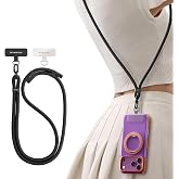 TORRAS Phone Lanyard Crossbody, Adjustable Anti-Theft Neck Strap, Black | 2 Tether Tabs, Premium Metal Buckles, All-Day Comfort, Hands-Free, Universal, Fits iPhone, Samsung, Travel Essentials, Cruise