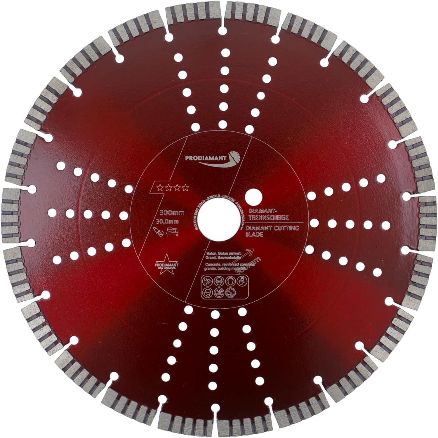 PRODIAMANT Premium Diamond Cutting Disc Concrete 300mm 12inch x 30 mm Segment Height 12 mm Diamond Cutting Disc