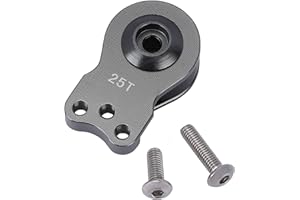 DJX Aluminum 25T Servo Saver 3 Holes Adjustable Hi-Torque Servo Horn for 1/8 1/10 Remote Control Car Boat (Titanium)