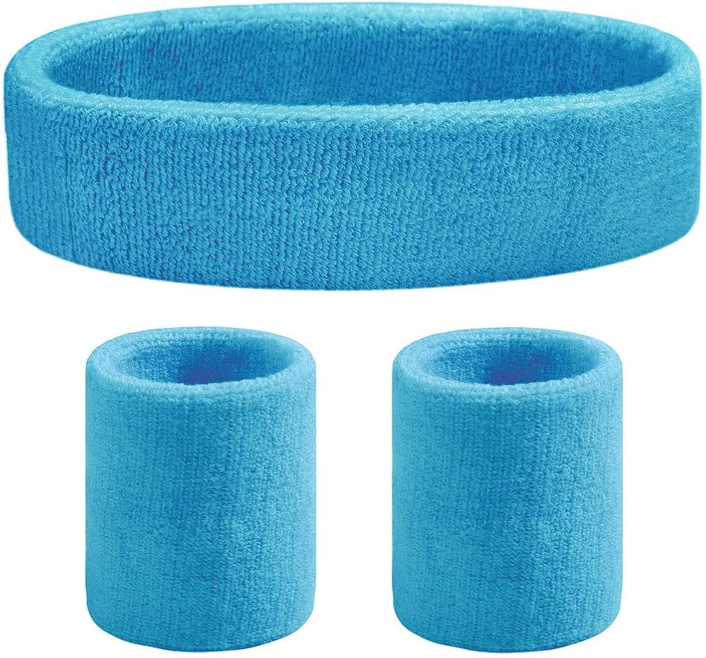 Favofit Headband/Wristbands for Women Men Girls Boys for Gym Workout & Yoga, 3 Piece Set, Super Comfy Sports Sweatbands for Football Baseball Basketball Soccer Tennis, Sweat Out of Your Eyes & Wrists : Clothing