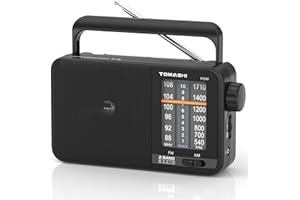 TOMASHI Portable Radio am fm,Transistor Radio with Best Reception,Large Tuning Knob,Battery Operated by 3 D Cell Batteries or AC Power,Big Speaker,Suit for Senior and Home (Black)