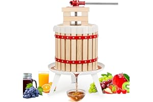 Biltek Fruit Press for Wine, Apple Cider Press, Heavy-Duty Build for Maximum Juice Extraction, Wood Basket Wine Press with Ha