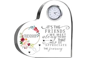 Movdyka Friendship Gifts for Women Friends Crystal Heart 5.9Inch Large Flower Glass with Clock Unique Best Gifts for Women He