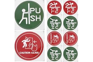 ABOOFAN Caution Glass Stickers 36pcs Push Door Labels Instructional Decals for Office Sliding Glass Doors