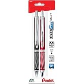 Pentel Energel Alloy Retractable Gel Ink Pen, 0.7mm, Black Ink Pen, 2 Pack | 1 Black Barrel and 1 Red Barrel, Smooth &amp; Quick Drying Ink