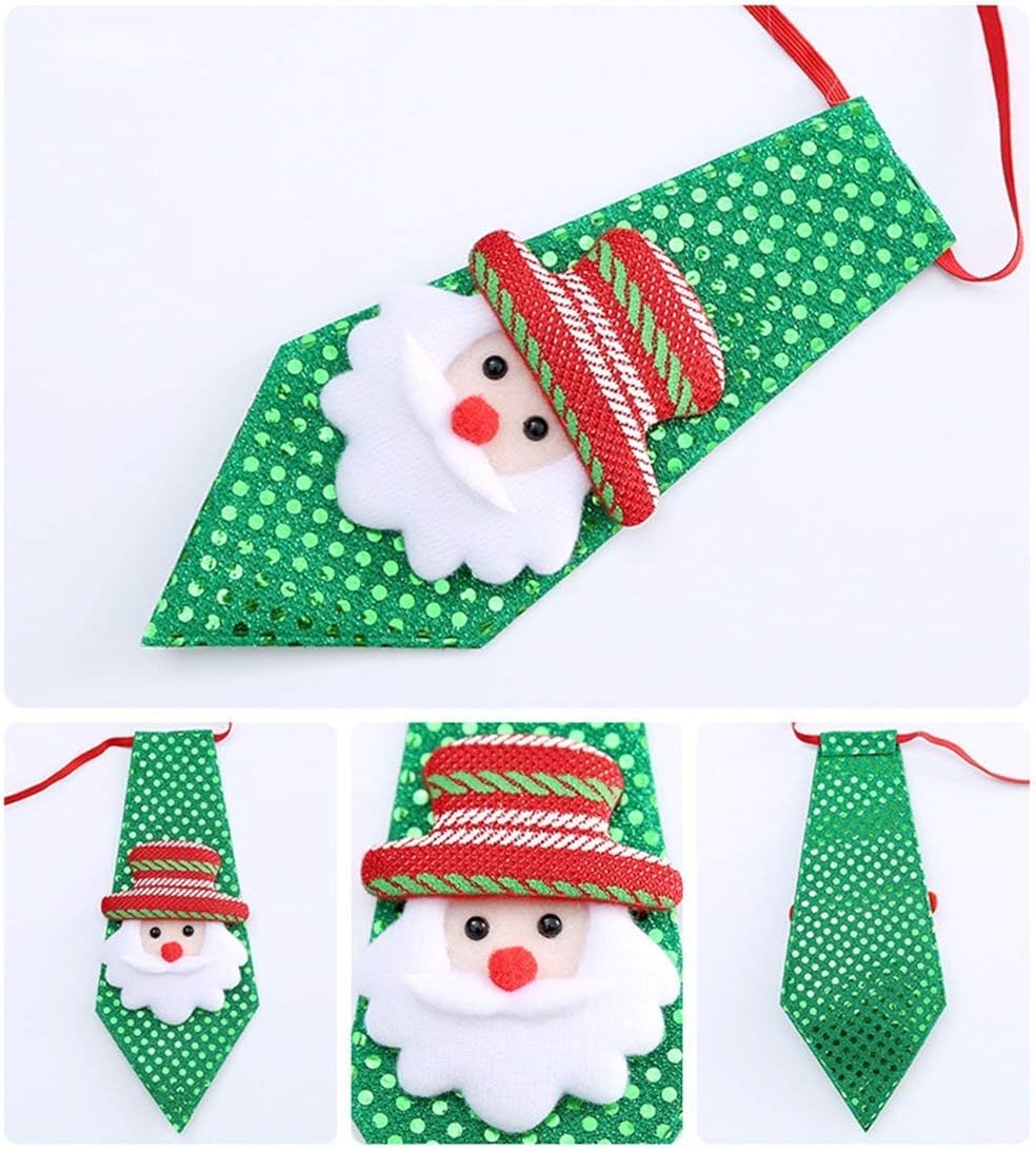 Booluee 4 Pack Christmas Children Tie Neckties, Boy's Christmas Tie, Sequin Holiday Necktie for Christmas Party Costume Accessories: Clothing