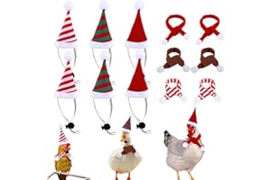 XIHIRCD 12pcs Christmas Pet Chicken Hat Scarf Set, Mini Santa Hat Adjustable Straps Animal Hat for Hen Duck Hamster Guinea Pig Parrot Christmas Cosplay Costume