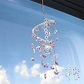 Geili Crystal Suncatchers for Windows Hanging,Spiral Crystal Sun Catchers Indoor Window,Boho Crystals Suncatcher Prism Hanging,Witchy Wind Chimes Suncatcher Rainbow Light Catcher(Pink)