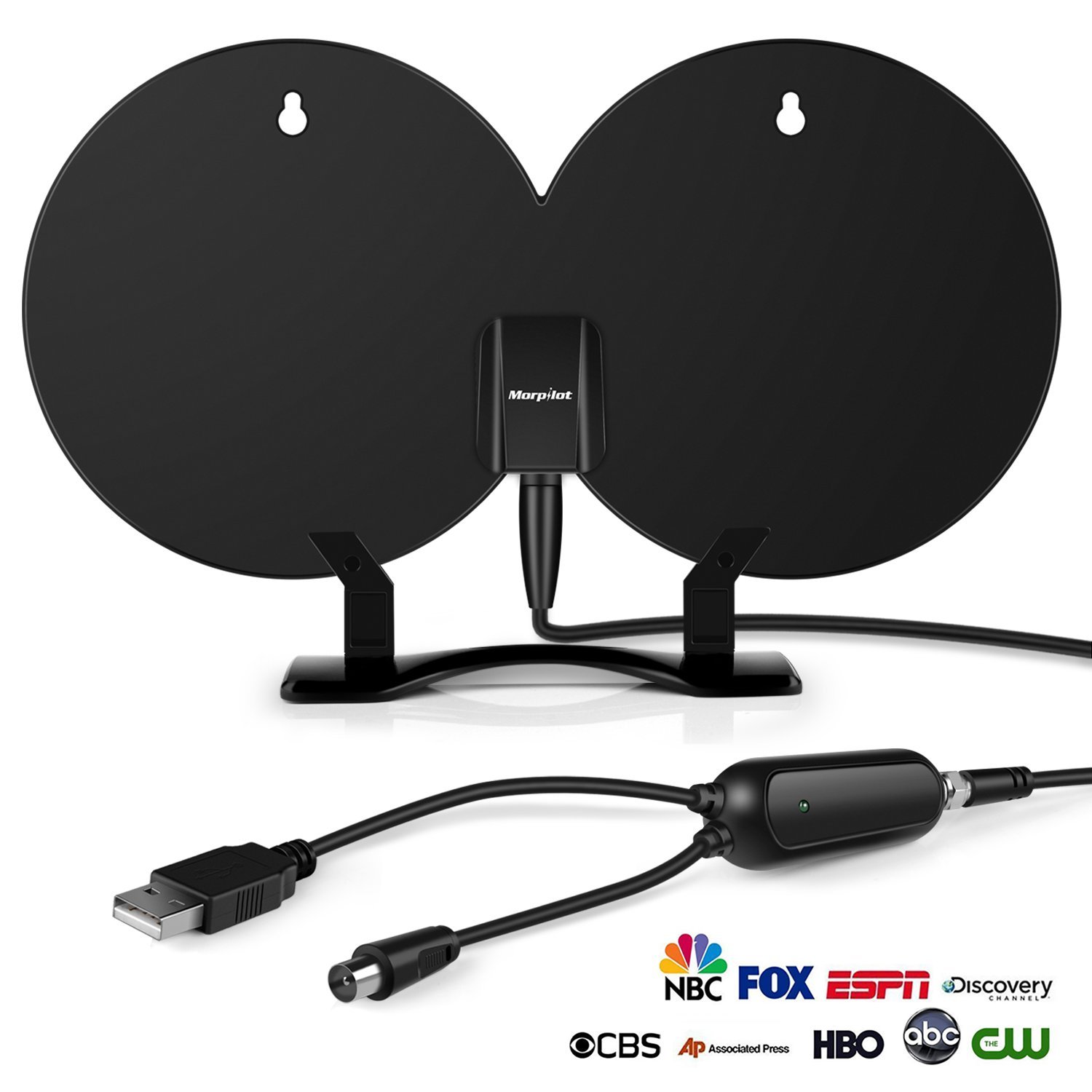 Morpilot HDTV-Antennen,Digital Indoor Verstärkte TV-Antenne 80 Mile Range Abnehmbare Verstärker Signal Booster,Doppel-Kupferfolie Digital-Antenne Signalverstärker verbesserte Version