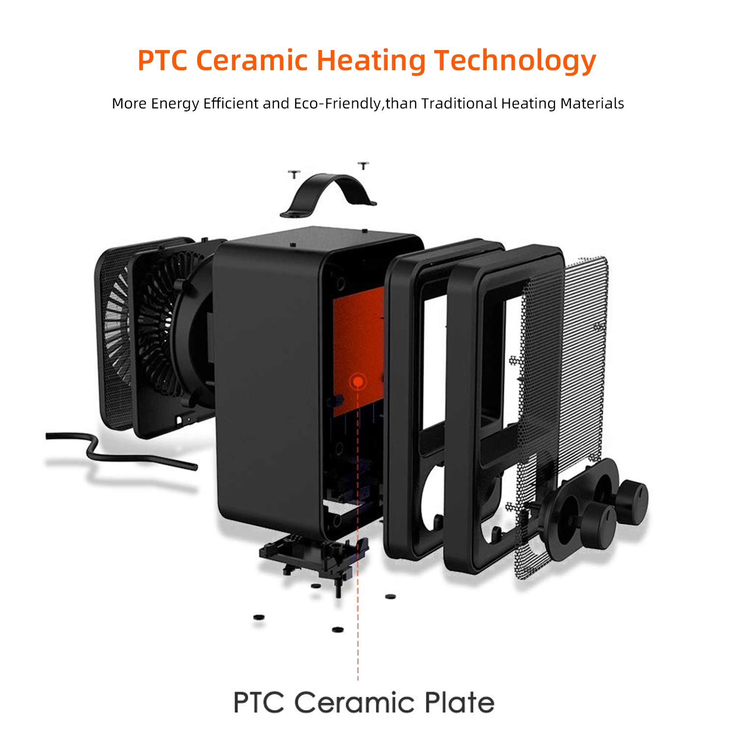 Heizlüfter Energiesparend Keramik Heizung 1800W/900W Kleiner Heizgerät 3 Heizstufe, 1s Aufheizen, Überhitzungs- Umkipps-Schutz, Oszillation, für Haus, Büro, Badezimmer, Baby - Uverbon