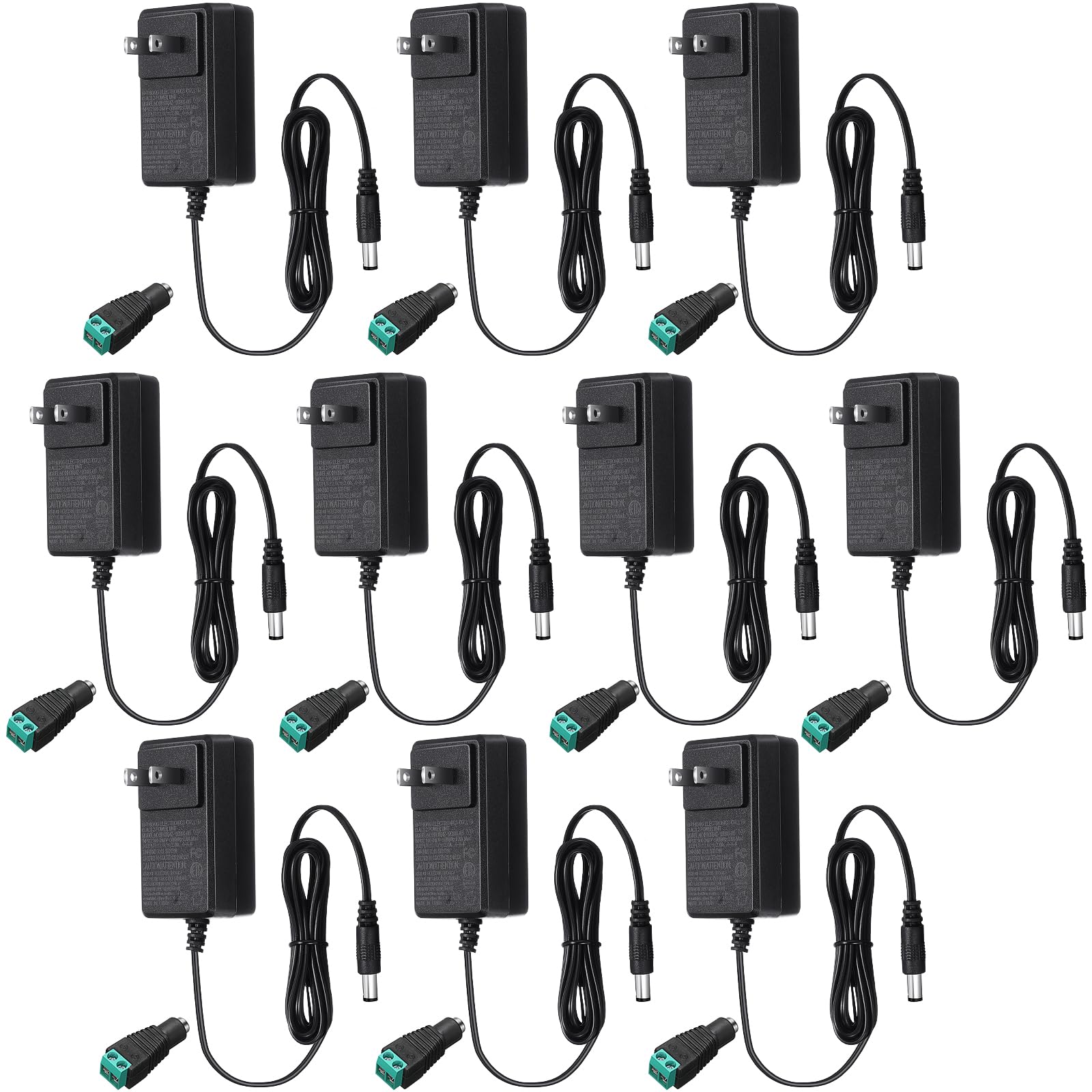 Photo 1 of Copkim 10 Pieces 12V Power Supply 12V DC 2A 24W LED Light Adapter Switching Led Power Supply AC120V to DC12V Transformer with 5.5/2.1 mm Female Barrel Connector for Strip Light