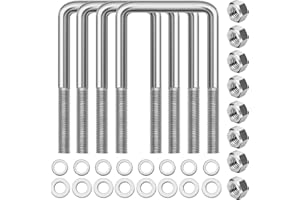 FOINWER 4 Pcs Hot Dipped Galvanized Square U-Bolts,1/2" D x 3 1/16" W x 5 5/16" L,Boat Trailer U-Bolts 3 inch Wide with Washers and Nuts for Boat Trailer,Automobiles,Industrial,Heavy Duty U Bolt