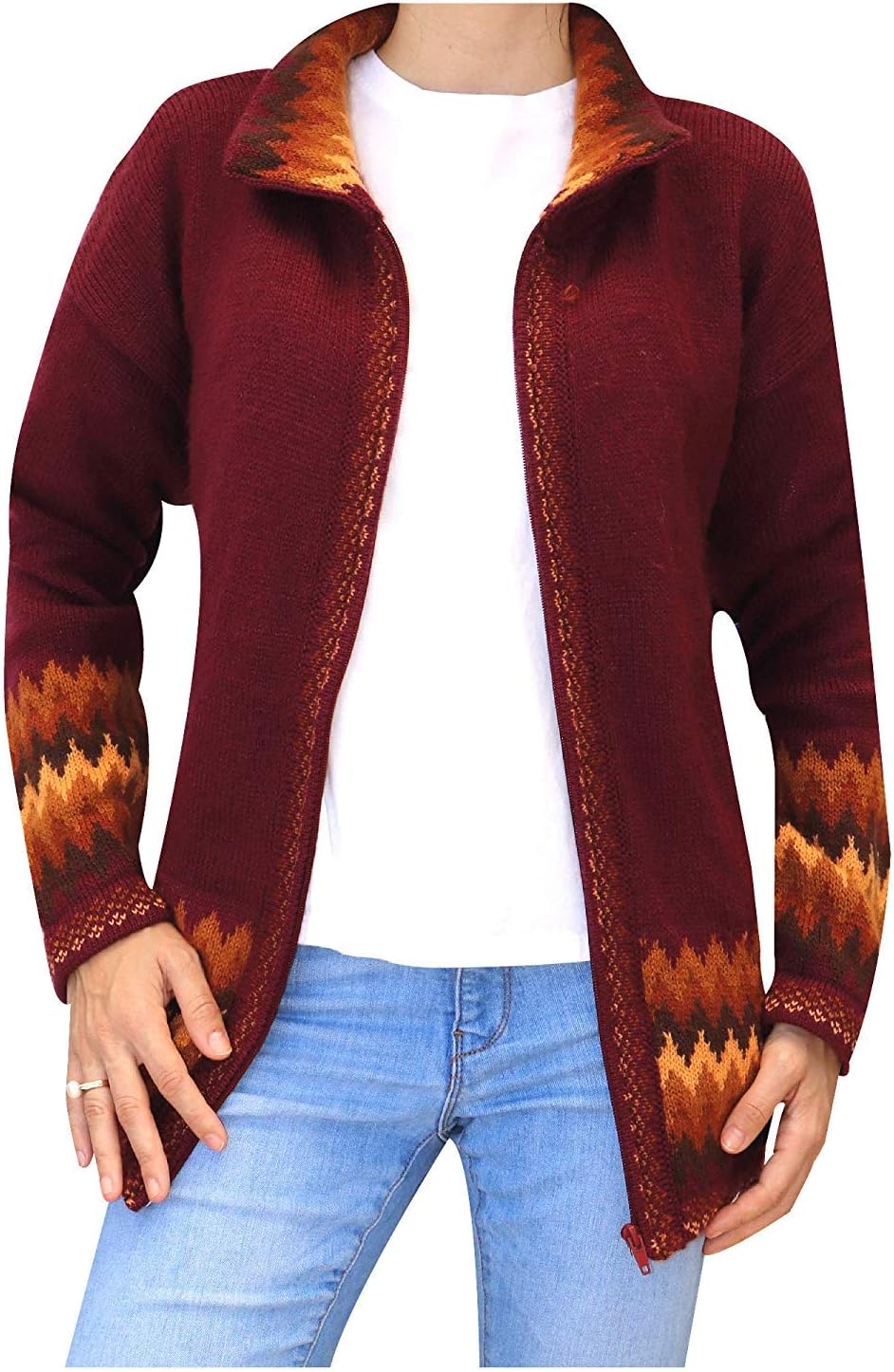 Alpaca Wool Women´s Sunshine Zip Cardigan Jacket - Warm, Soft & Comfortable