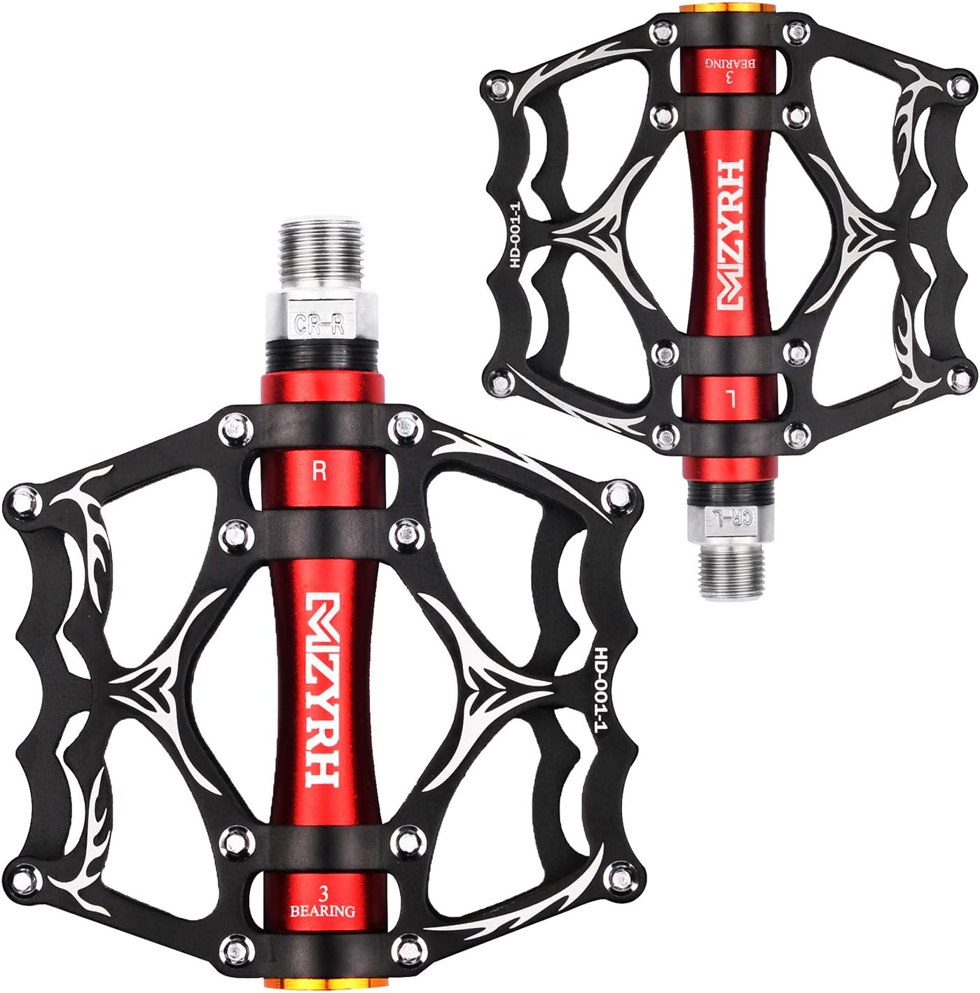Lypeat Mountain Bike Pedals, 3 Bearing Composite 9/16 Bicycle Pedals High-Strength Non-Slip Surface for Road BMX MTB Fixie Bikes flat Bike,Alloy