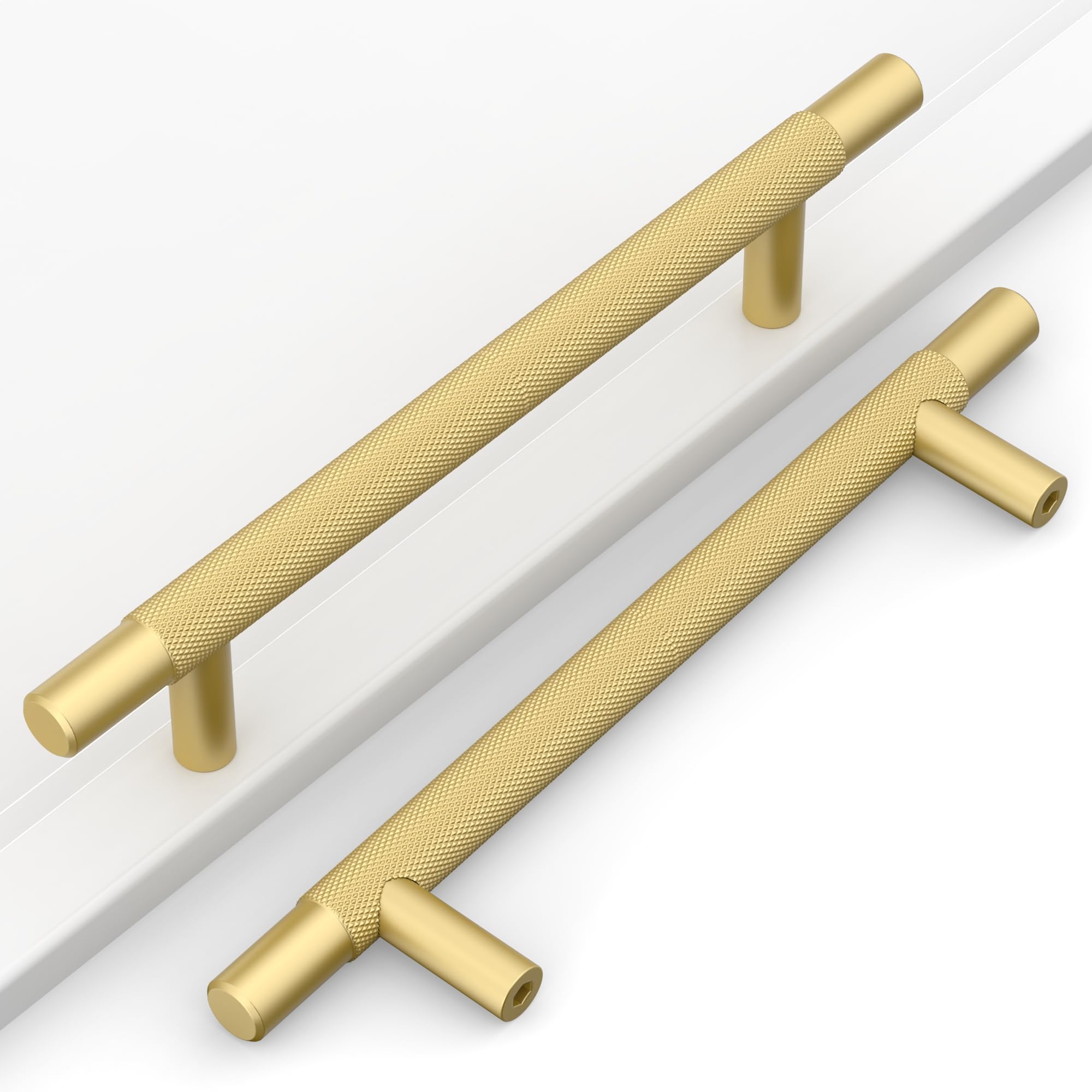 Photo 1 of Coinkoly 10 Pack 5"(128mm) Gold Cabinet Pulls Knurled Kitchen Cabinet Handles Gold Drawer Pulls Cupboard Hardware for Cabinets CK0088