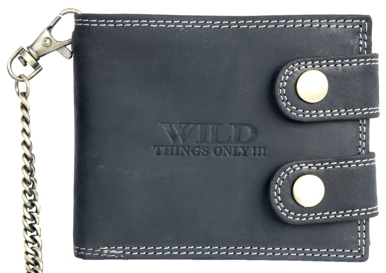 Men's Very Dark Gray Biker's Wallet with 20 Inch Long Chain to Hang