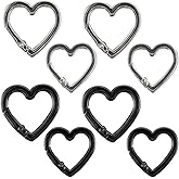 8 PCS Heart Carabiner,Heart Keychain Clip,Cute Carabiner Clip,Zinc Alloy Heavy Duty Heart Shaped Carabiner,Suitable for Camping,Hiking,Fishing Trips (Bright Silver + Gun Black)