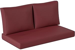 Outsunny 2 Seater Outdoor Seat Cushions with Backrest, Loveseat Double Sofa Outdoor Furniture Cushions, Fade-Resistant Replac
