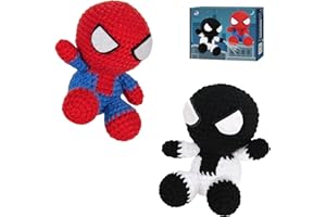 MHJJYGY Crochet Kit for Beginners, Amigurumi Crocheting Kits w Step-by-Step Video Tutorials, Crochet Starter Kit for Adults Kids Beginners, Crochet Kits (40%+ Yarn), Red and Black, LH004