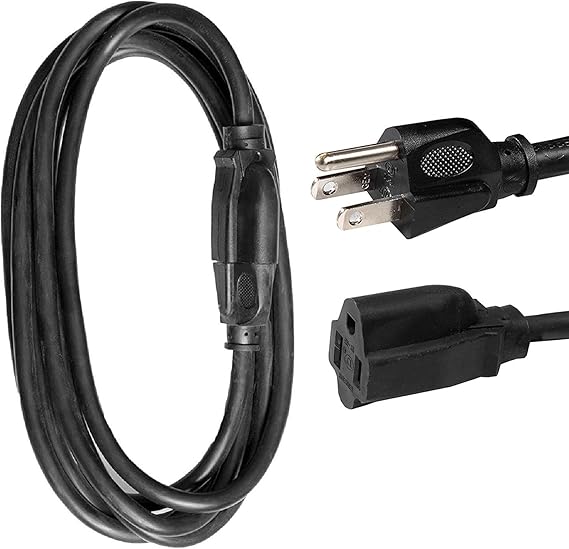 25 Ft Outdoor Extension Cord 16/3 Durable Black Cable, Extension