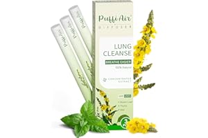 PUFFIAIR Upgraded Mullein Herbal Diffuser Stick with Mullein, Thyme & Mint Extracts | Lung Detox Diffuser for Cleansing Lungs, Improving Breathing & Oral Air Freshening - 600 Uses, 3 Sticks, 1 Pack