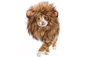 Onmygogo Lion Mane Wig for Cats and Dogs, Funny Pet Cat Costumes for Halloween Christmas, Furry Pet Clothing Accessories