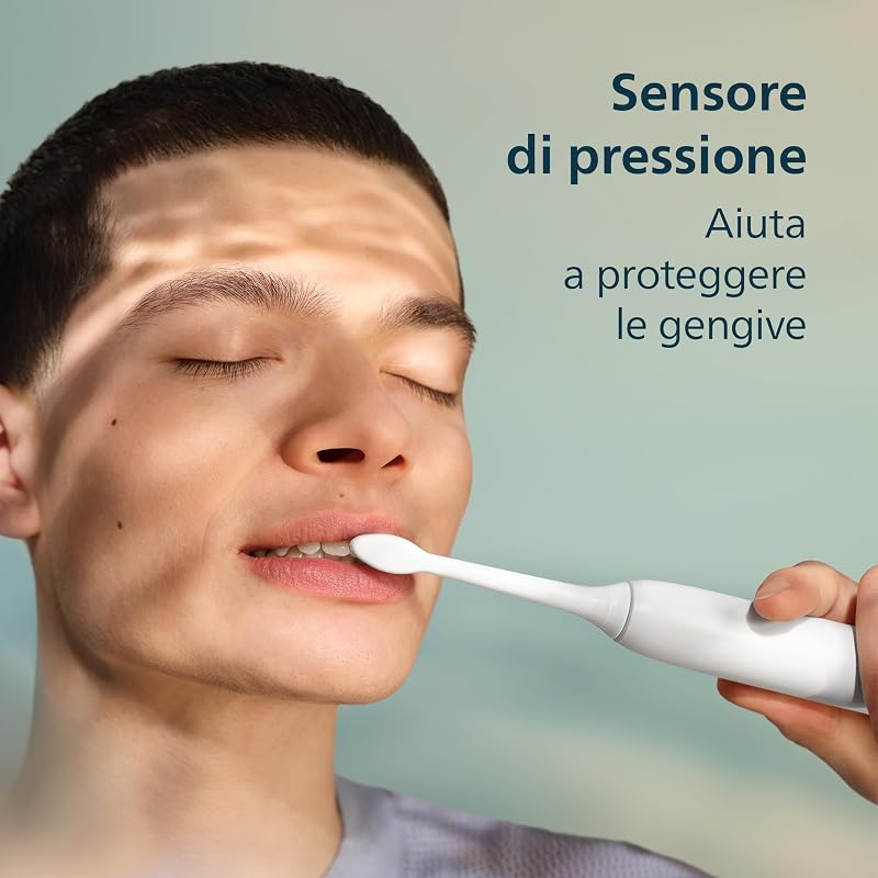 Sonicare Serie 3100 - Spazzolino elettrico sonico, Sensore di pressione, 3 intensità, EasyStart, SmarTimer, autonomia 14 giorni, custodia, bianco, confezione da 2, HX4072/41, [Nuovo]