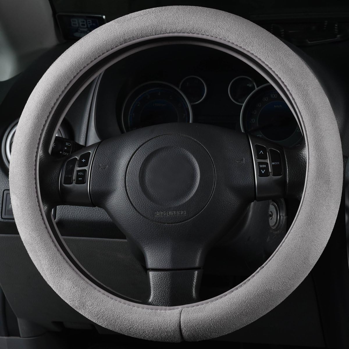 Gray for Cars,suvs,Truck CAR PASS Faux Suede Universal Car Steering