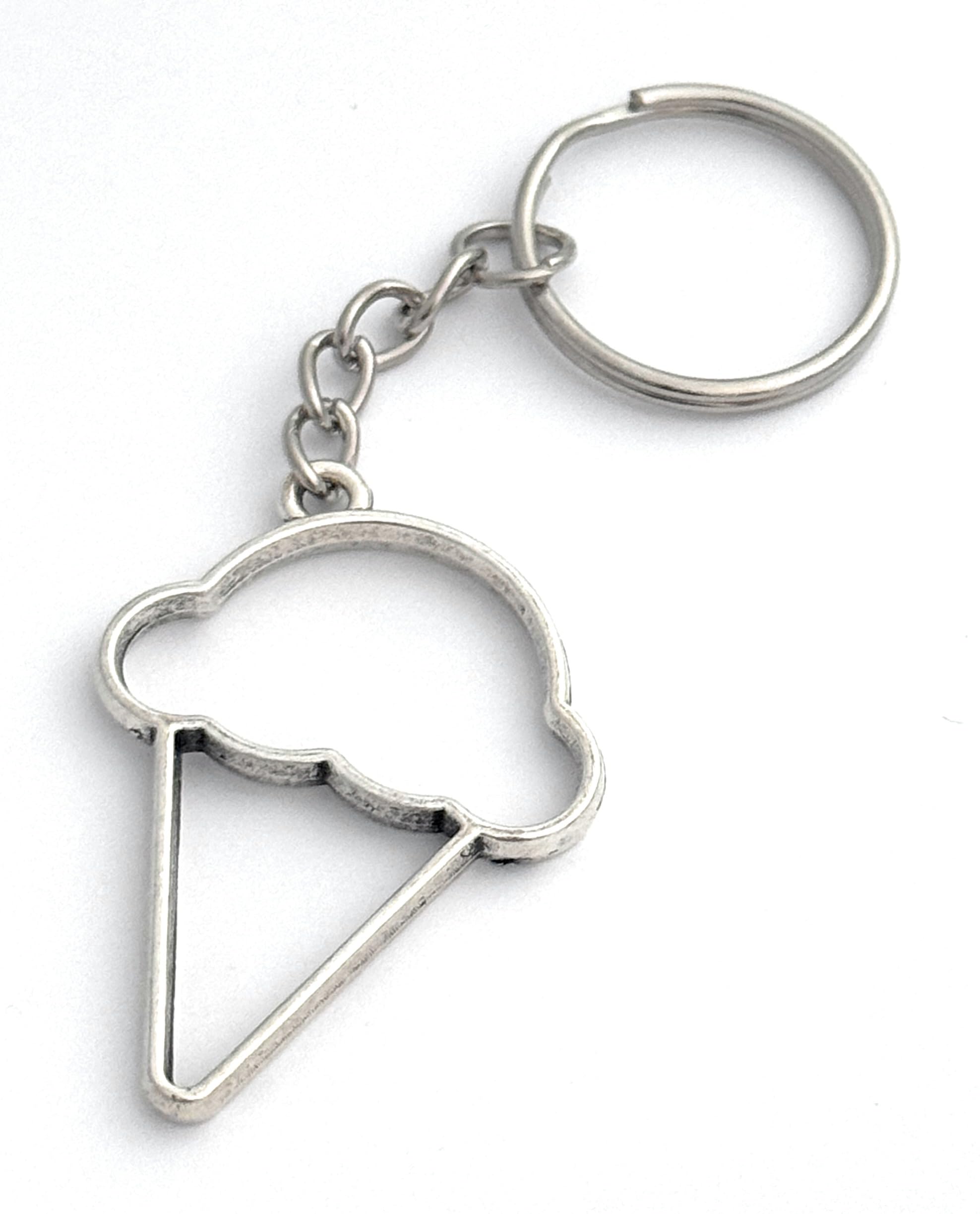 FizzyButton Gifts Ice Cream Charm Keyring Key Ring with Silver Tone Keychain