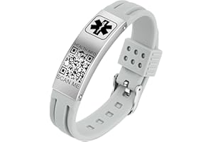 Theluckytag Medical Bracelets for Men Women with QR Code Medical Alert ID Bracelets for Sport Travel - Silicone Waterproof Wristband Fits Wrists Up to 8 inches - More Space Custom Emergency Medical ID Alert Information