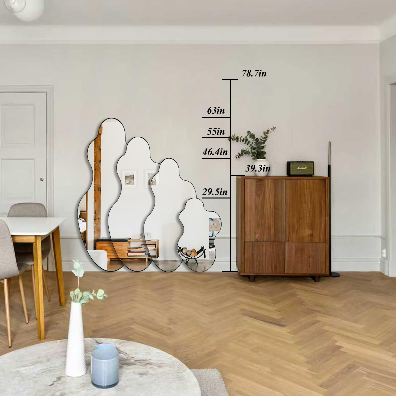 womilous Irregular Mirror, Asymmetrical Mirror Full Length, 60