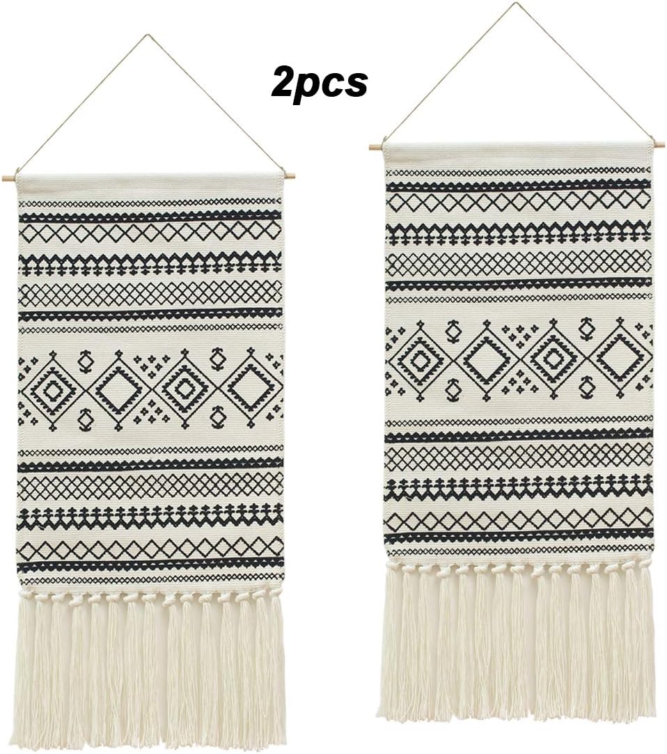 2pcs Macrame Woven Wall Hanging Tapestry Indian Boho Chic Bohemian Aztec Home Decor Geometric Art Decor Boho Backdrop Beautiful Apartment Dorm Room