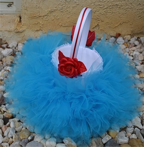 Amazon Com White Flower Girl Basket Turquoise And Red Flower