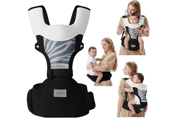 Baby Carrier with Hip Seat, 6-in-1 Baby Carrier Newborn to Toddler for Active Babies, Detachable Hands-Free Infant Carrier fo
