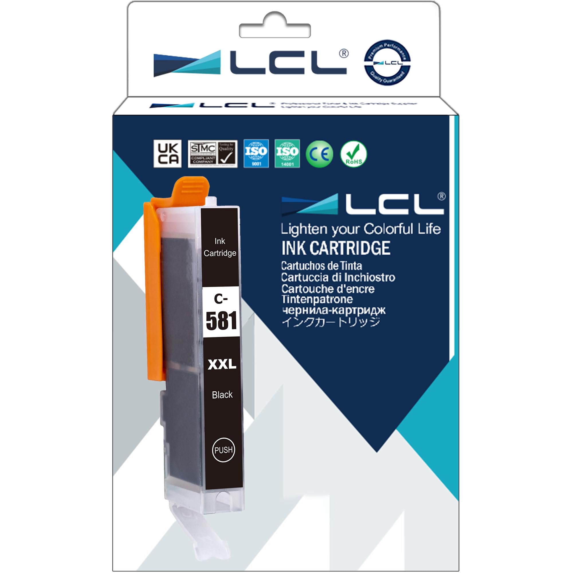 LCL Compatible Ink Cartridge CLI-581 CLI-581XL CLI-581XXL 1998C001 12.5ml (1Black) Replacement for Canon Pixma TR7550 TR8550 TS6150 TS6151 TS6250 TS8150 TS8151 TS8152 TS9150 TS9155 TS9550 TS9551 TS705