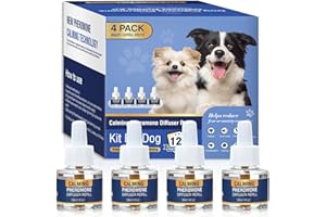 LKBHGF Dog Calming Diffuser Refills 4 Pack Pheromone Appeasing Advanced Refill 48ml to Calm for Anxiety Relief Reduce Aggression Stress Fighting Barking Fit Common Diffusers Plug in 120 Days (Tasteless)