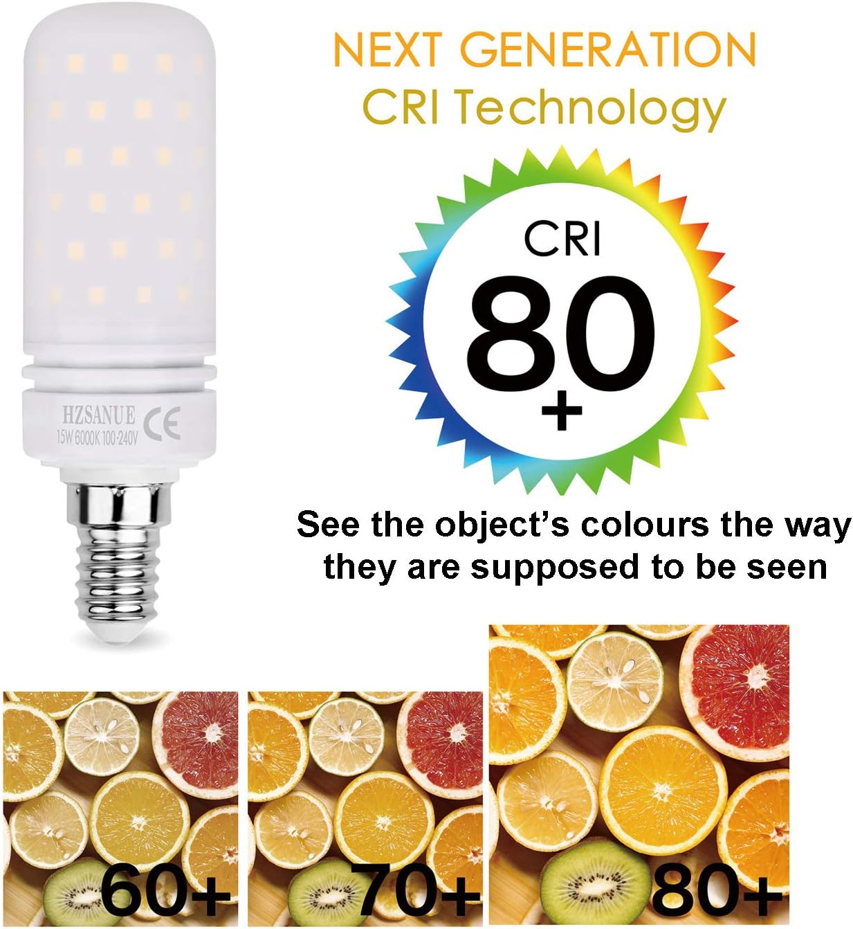 HZSANUE Led Light Bulbs 15W, 120W Incandescent Bulbs Equivalent, 1500Lm, 6000K Daylight White - Image 5