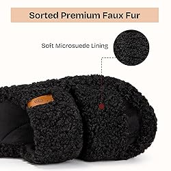 EverFoams Womens Fuzzy Open-toe Slippers Soft Comfy