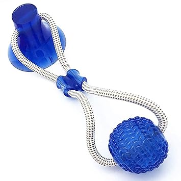 Emily Pets Self-Playing Rubber Ball Rope Suction Dog Toy (Colour May Vary)